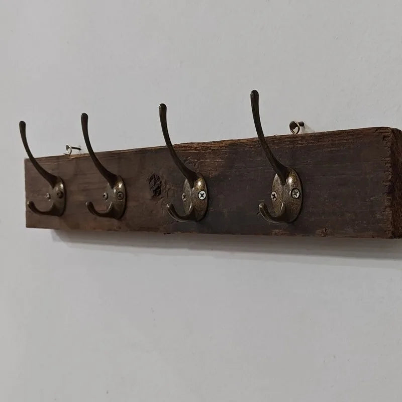 Wooden Wall Mounted Coat Rack – 4-Hook Vintage Pine Hanger Wall Mounted Coat Rack Babs
