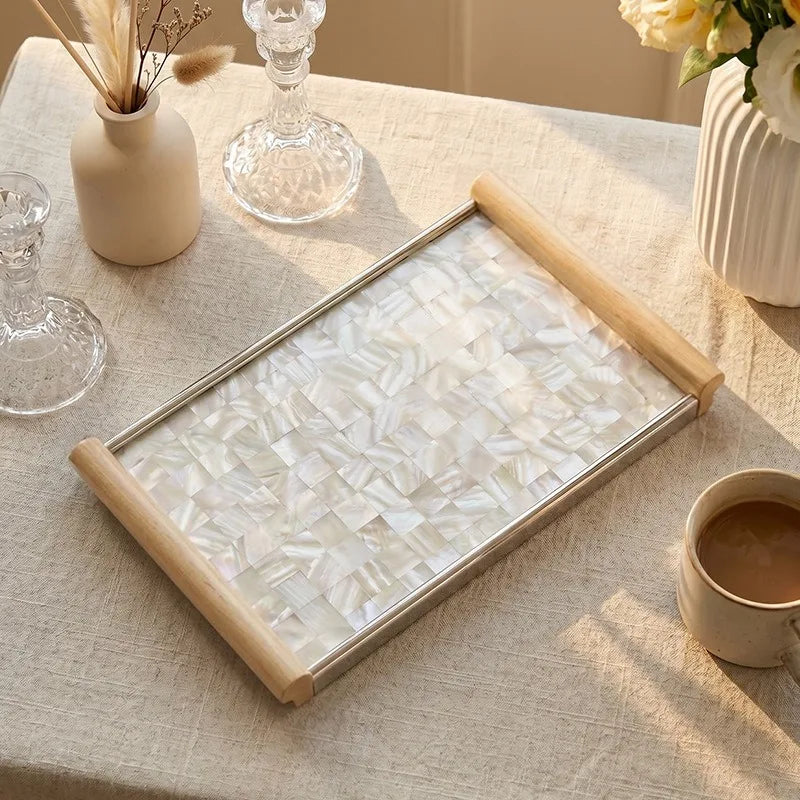 Luxury Decorative Storage Tray – Wood & Mother-of-Pearl Decorative Organizer Tray Babs