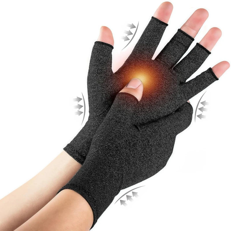 Fingerless Compression Gloves – Unisex Black Knit Sport Gloves Compression Gloves Babs