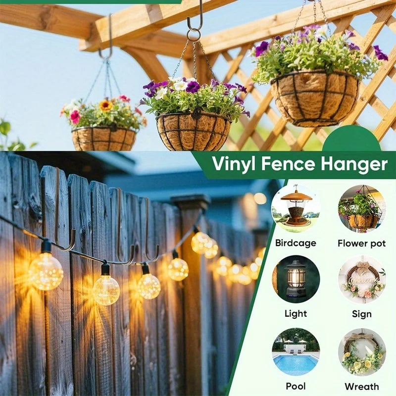 2-Pack Brown Steel Fence Hooks for Plants, Feeders & Lights Fence Plant Hooks Babs