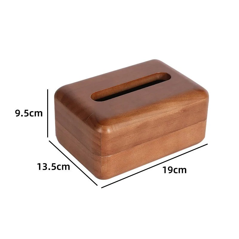 Vintage Handcrafted Solid Wood Tissue Box with Lid | Desk Organizer Wood Tissue Box Babs