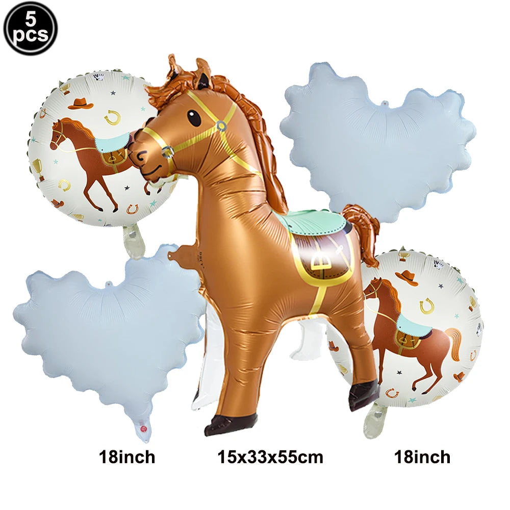 Boho Horse Birthday Party Banner & Foil Balloons Decor Set
