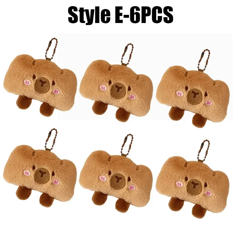 Cartoon Capybara Plush Keychain – Stuffed Croissant Pendant