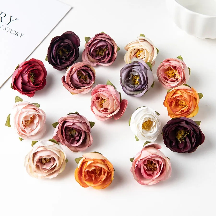 Silk Rose Artificial Flower Heads – Wedding & DIY Craft Decor Artificial Silk Flowers Babs MULTI 5 pcs