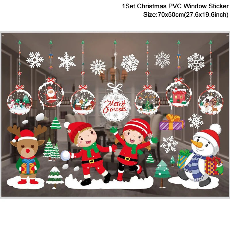 Christmas Window Stickers – Santa & Snowflake DIY Wall Decals