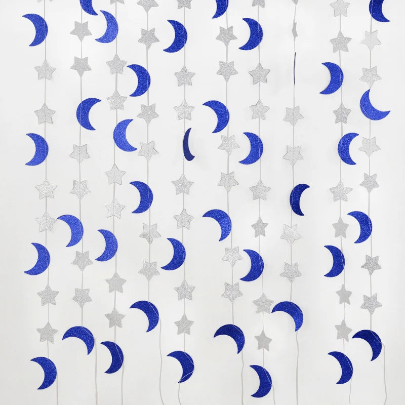 Star Moon Paper Banner Garland – Eid Mubarak Ramadan Decor Party Banner Garland Babs B