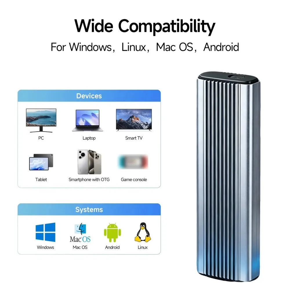 M.2 NVMe SATA SSD Enclosure Type-C 10Gbps Aluminum 4TB SSD Enclosure Babs