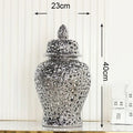 Modern Ceramic Hollow Vase – Luxury Home Table Decoration Decorative Ceramic Vase Babs Silver-40CM