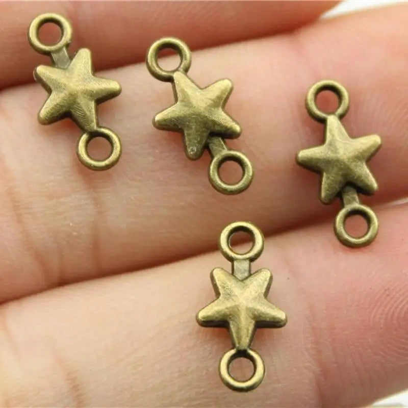 100Pcs Mini Star Connector Charms for DIY Bracelet & Necklace Jewelry Making Charms Babs