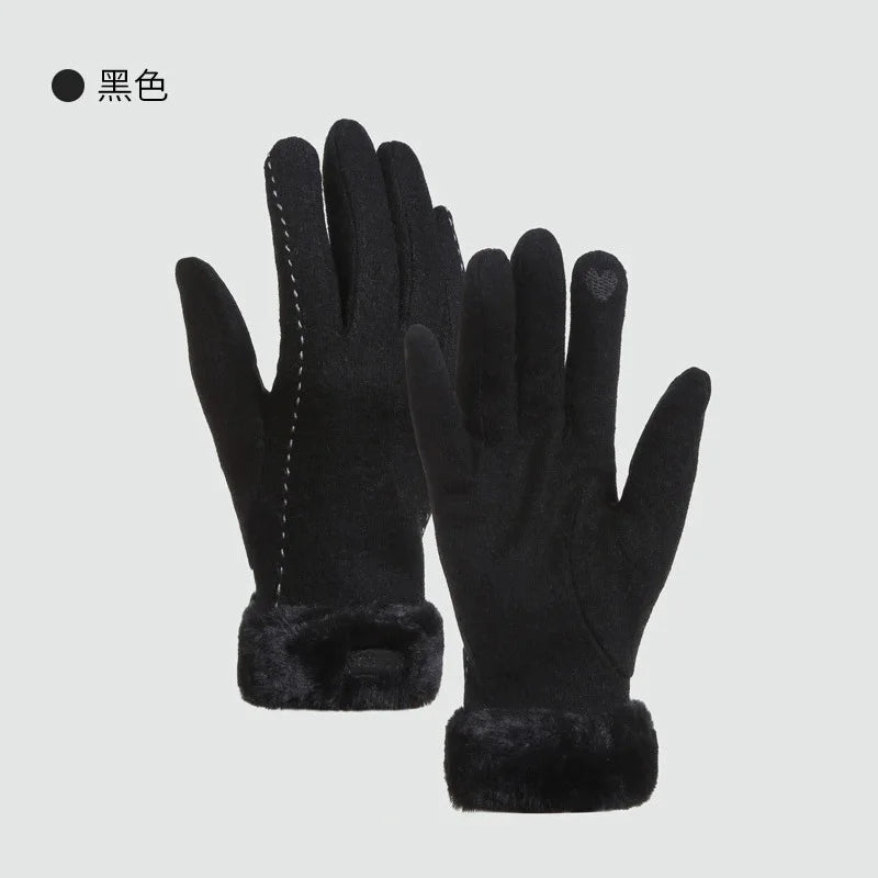 Women's Winter Thermal Touchscreen Gloves – Cashmere Lined Thermal Cycling Gloves Babs black