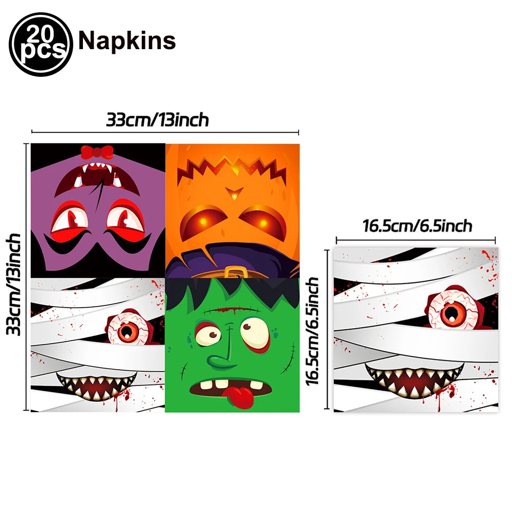 20-Pack Halloween Disposable Paper Napkins – Spooky Prints Disposable Party Napkins Babs MULTI as show