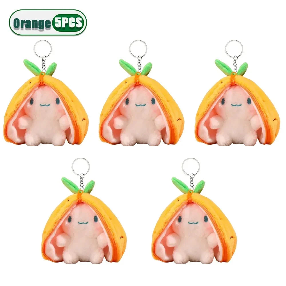 Transforming Bunny Plush Toy – Strawberry & Carrot Rabbit Doll Transforming Plush Toy Babs Orange-5PC