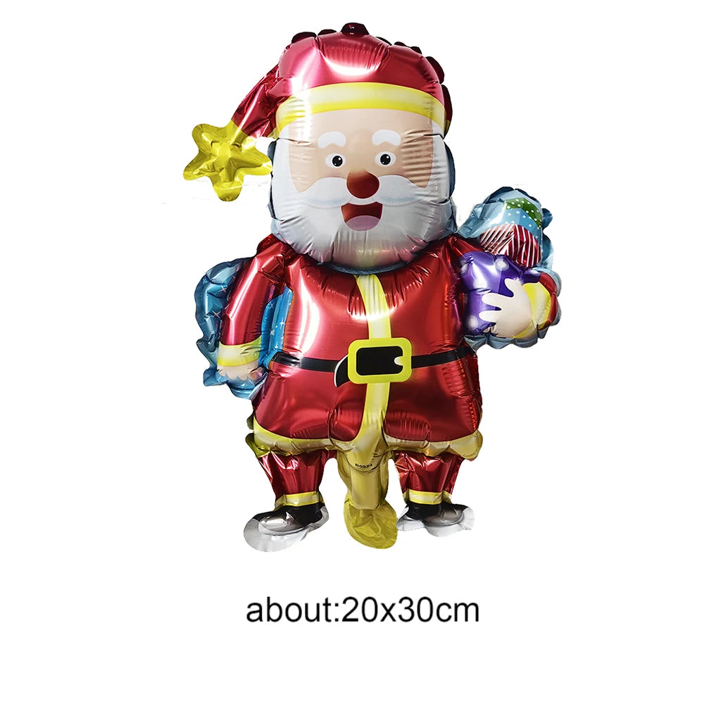 10pcs Mini Christmas Foil Balloons – Santa Snowman Reindeer Foil Party Balloons Babs Light Grey 10pcs