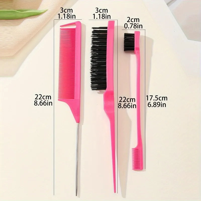 3-in-1 Hair Styling Set – Tail Comb, Edge & Eyebrow Brush Hair Styling Set Babs