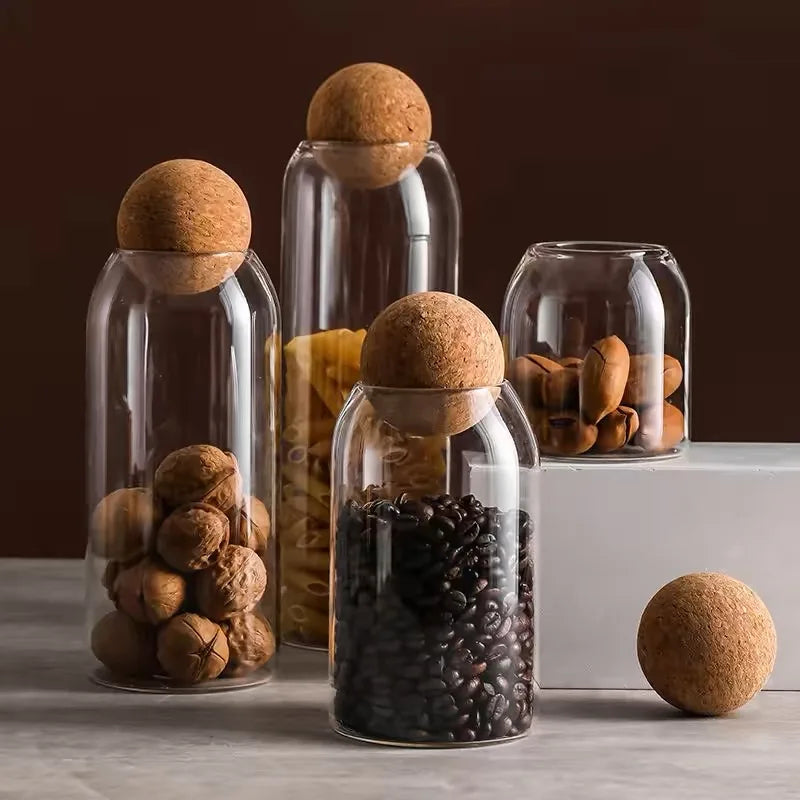 Glass Cork Jar for Coffee Beans, Tea & Dry Food Storage Glass Storage Jar Babs