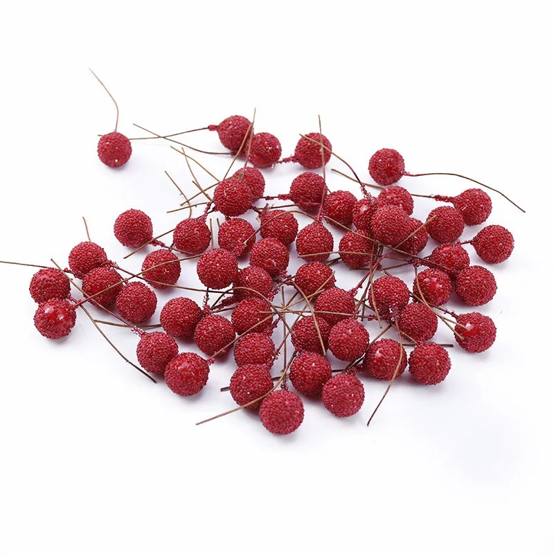 50/100Pcs Foam Cherry Artificial Fruit Stamen Wedding Christmas Decor Artificial Fruit Decor Babs red 100 pcs