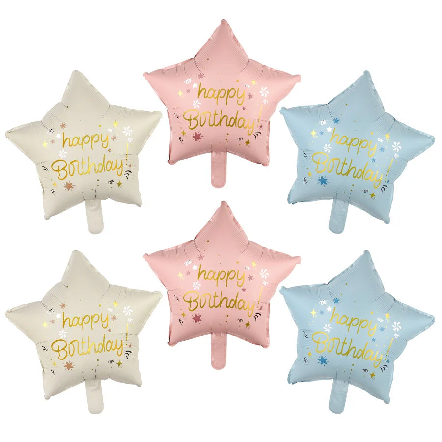 6-Pack 18" Star Foil Balloons – Birthday & Baby Shower Décor Party Foil Balloons Babs Mix 18inch