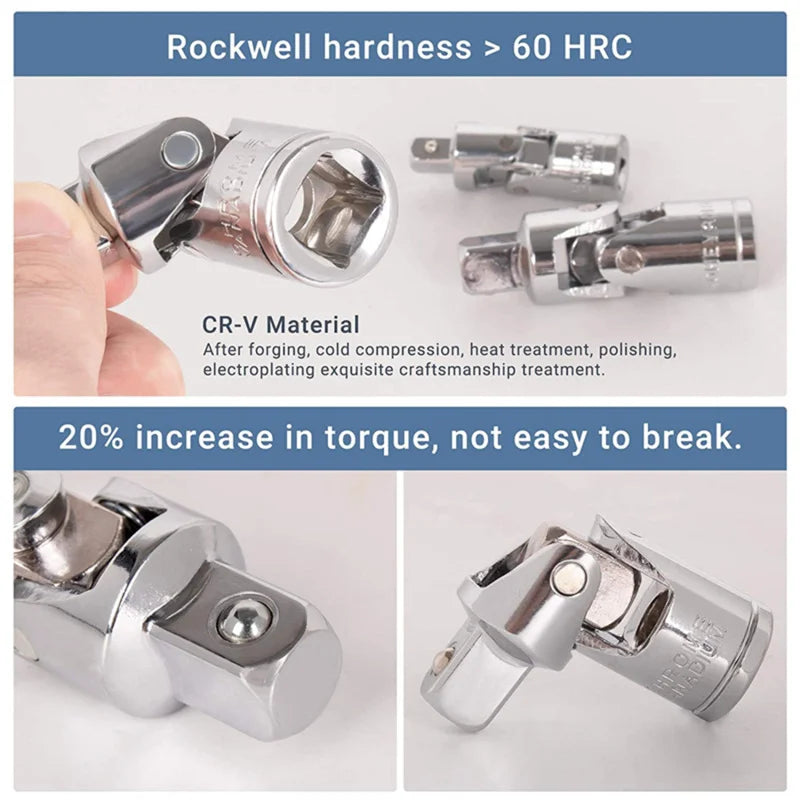 3-Piece Universal Joint Ratchet Socket Adapter Set – Bendable Socket Adapter Set Babs