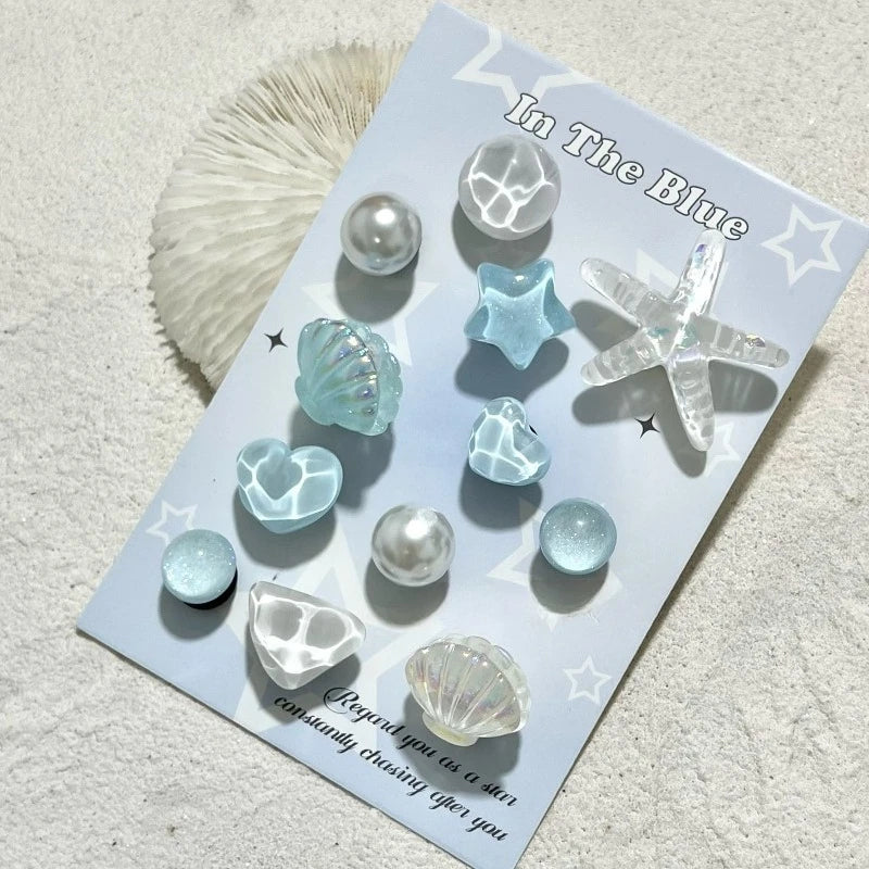 Ocean Blue Starfish Shell Shoe Charms for Crocs – DIY Set Shoe Charms Babs Summer Ocean