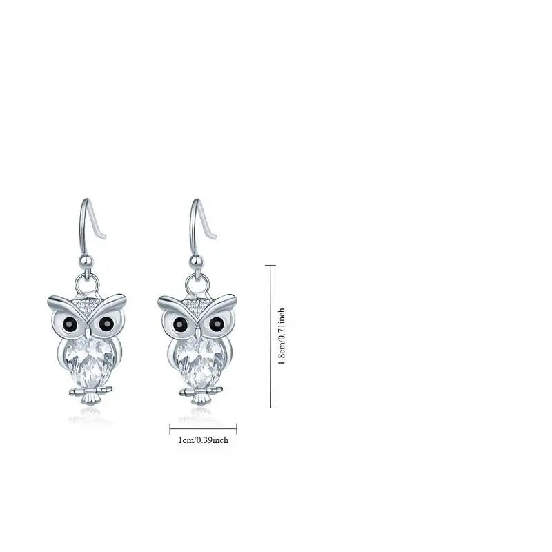 Rose Gold Zircon Owl Stud Earrings – Trendy Fashion Jewelry Stud Earrings Babs