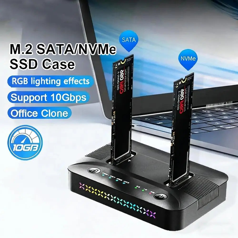 M.2 SSD Dual-Bay Docking Station – 10Gbps Offline Clone NVMe SATA SSD Docking Station Babs