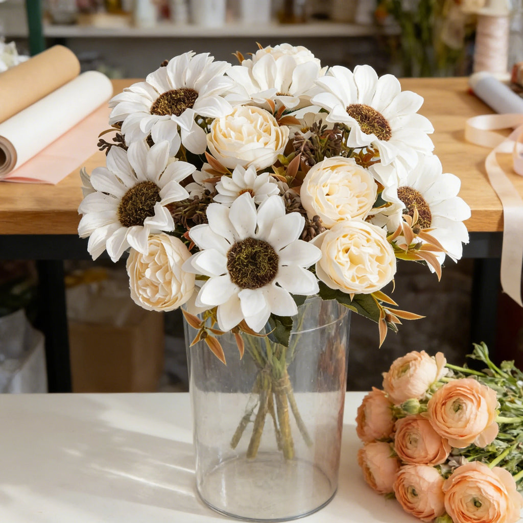 Artificial Silk Sunflower Bouquet for Wedding & Home Decor Artificial Flower Bouquet Babs