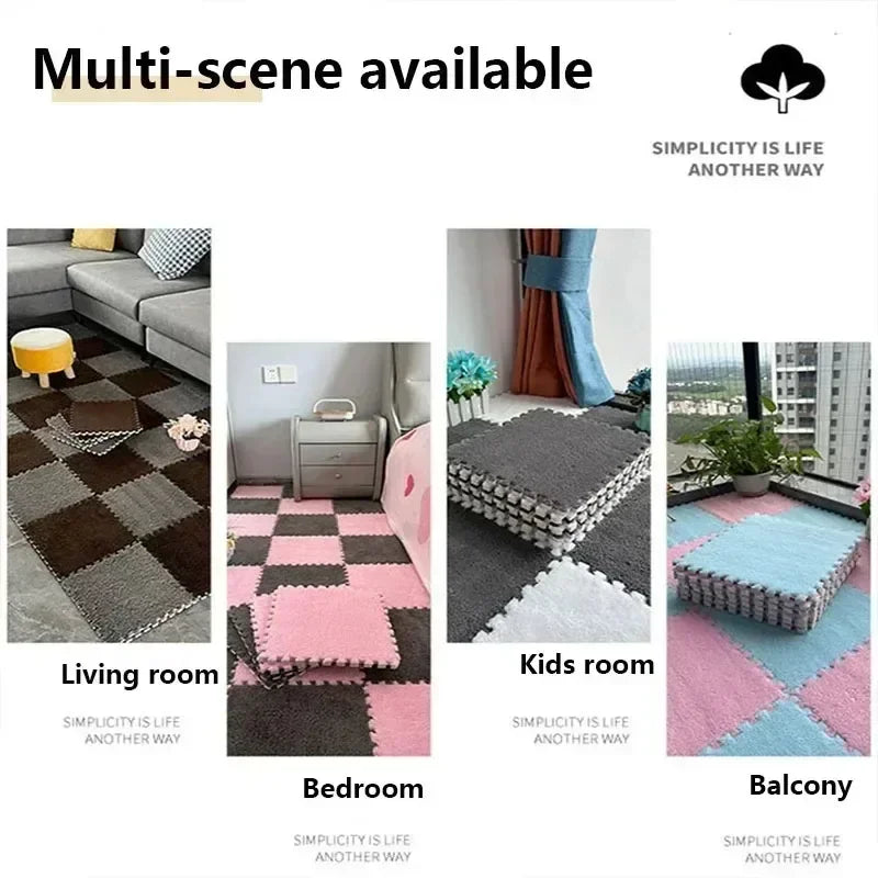 30x30cm Plush Interlocking Foam Floor Mat – Fluffy Area Rug Interlocking Floor Mat Babs