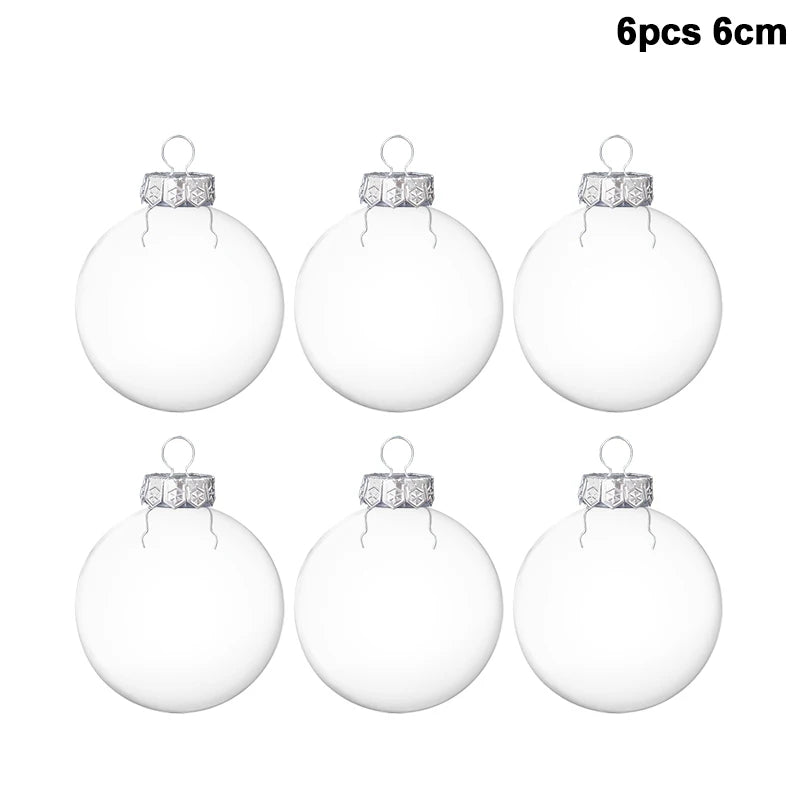6-Pack Clear Fillable Christmas Ball Ornaments | Xmas Baubles Christmas Ball Ornaments Babs 6pcs 6cm ball as picture