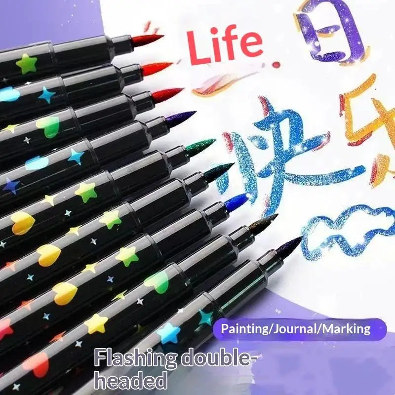 Dual Brush Glitter Metallic Art Markers 24–96 Colors | HUXUAN Glitter Art Markers Babs