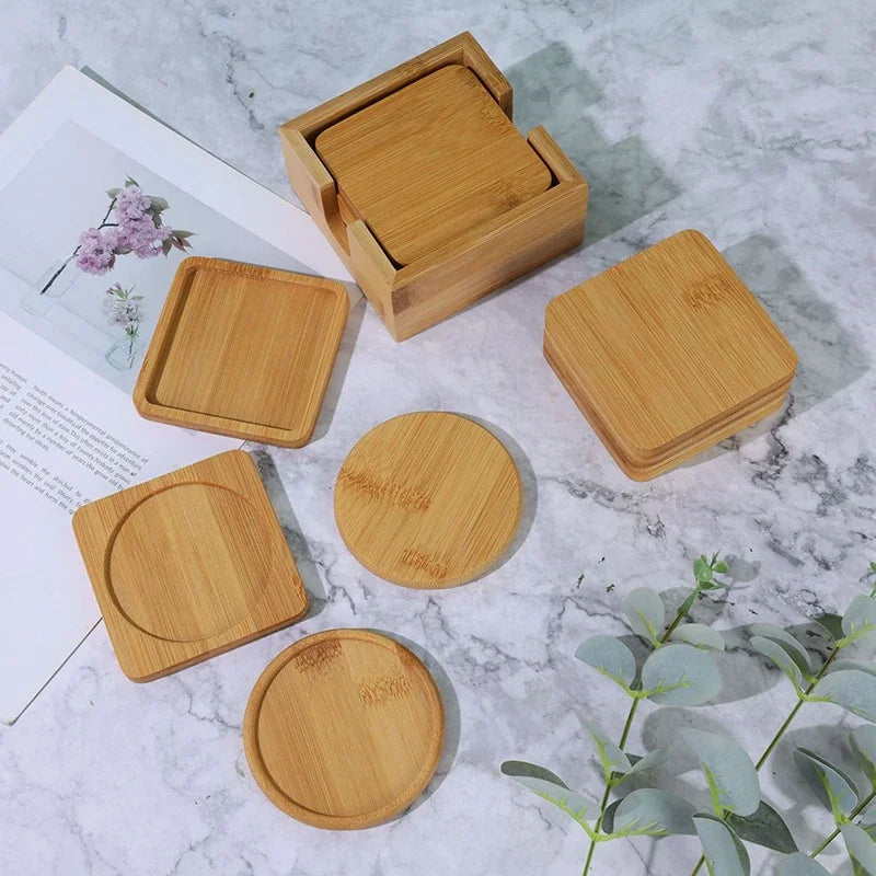 Wooden Coasters for Drinks – Eco-Friendly Tea & Coffee Coasters Wood Drink Coasters Babs