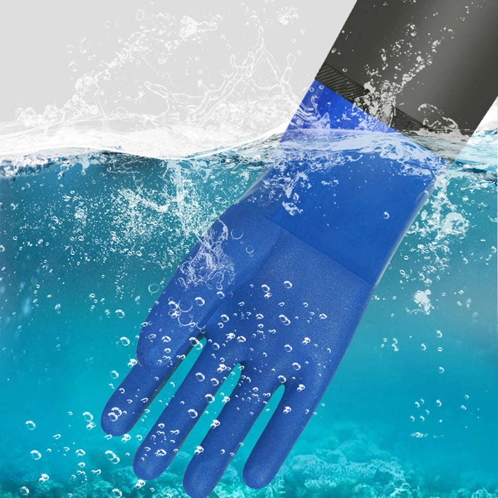 Long Rubber Work Gloves with Arm Guards – Waterproof Fishery Rubber Work Gloves Babs
