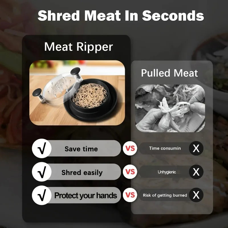 Upgraded Chicken Shredder with Transparent Cover & Non-Slip Base Meat Shredder Tool Babs