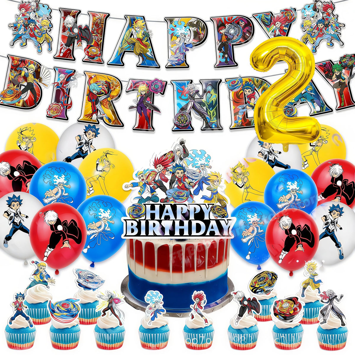 Beyblade & Bakugan Birthday Balloons Banner Party Decorations Party Decorations Set Babs 1set Number2