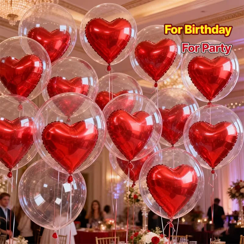 10pcs Transparent Bobo & Heart Balloons for Parties & Weddings Party Balloons Babs