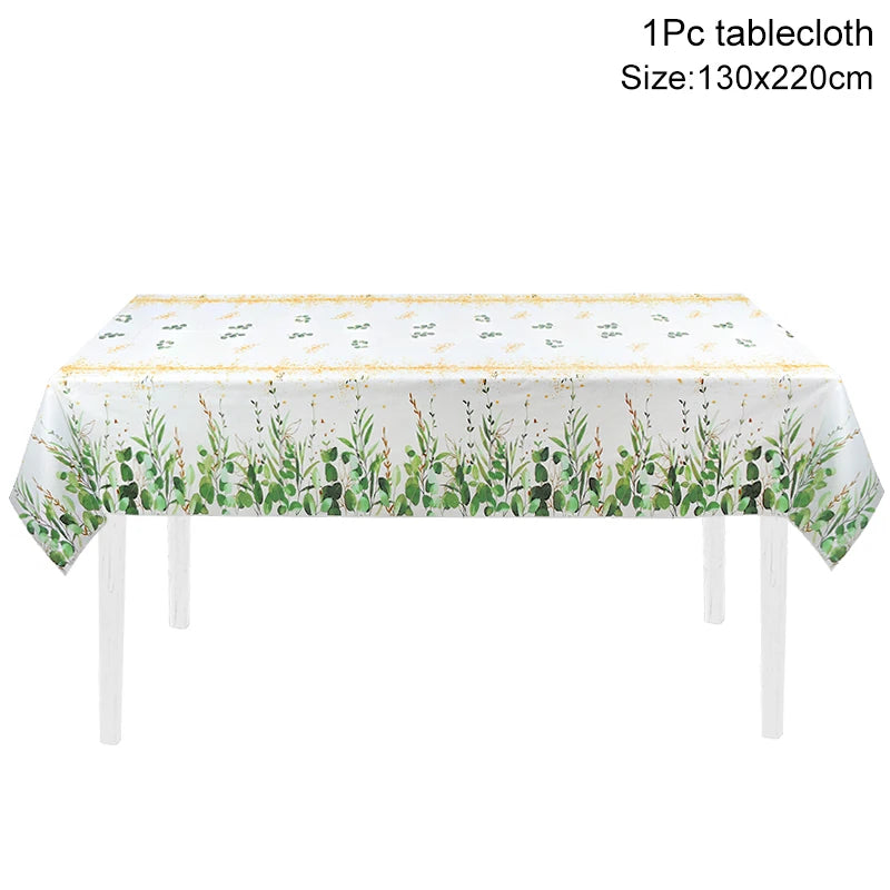 Eucalyptus Disposable Tableware Set – Paper Plates, Cups & Napkins Disposable Tableware Set Babs 1pc tablecloth