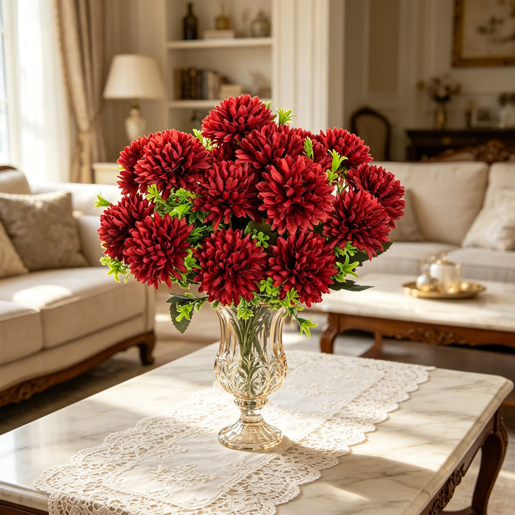 Artificial Silk Ball Chrysanthemum Flowers – Wedding & Home Decor Artificial Silk Flowers Babs