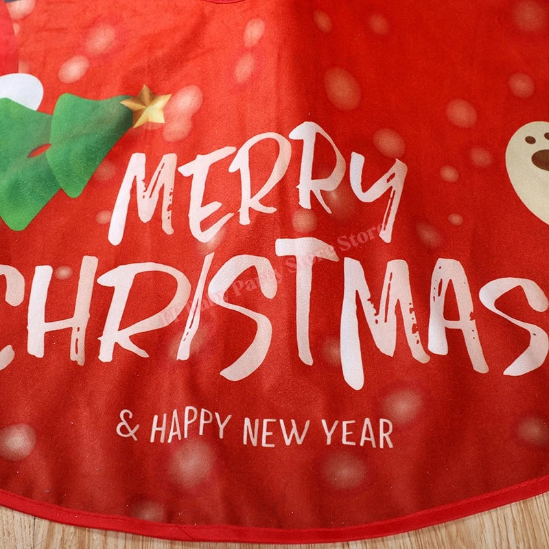 Red Christmas Tree Skirt – Snowflake Santa Reindeer Xmas Decor Christmas Tree Skirt Babs