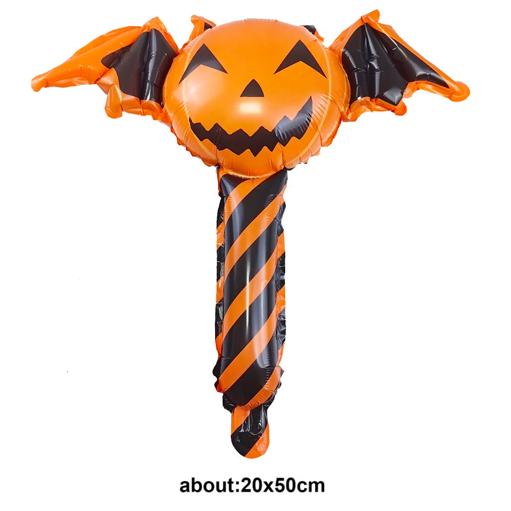 Halloween Handheld Foil Balloons – Pumpkin Ghost Skeleton 1/5/10Pc Halloween Foil Balloons Babs A-5 As pictures show 5pcs