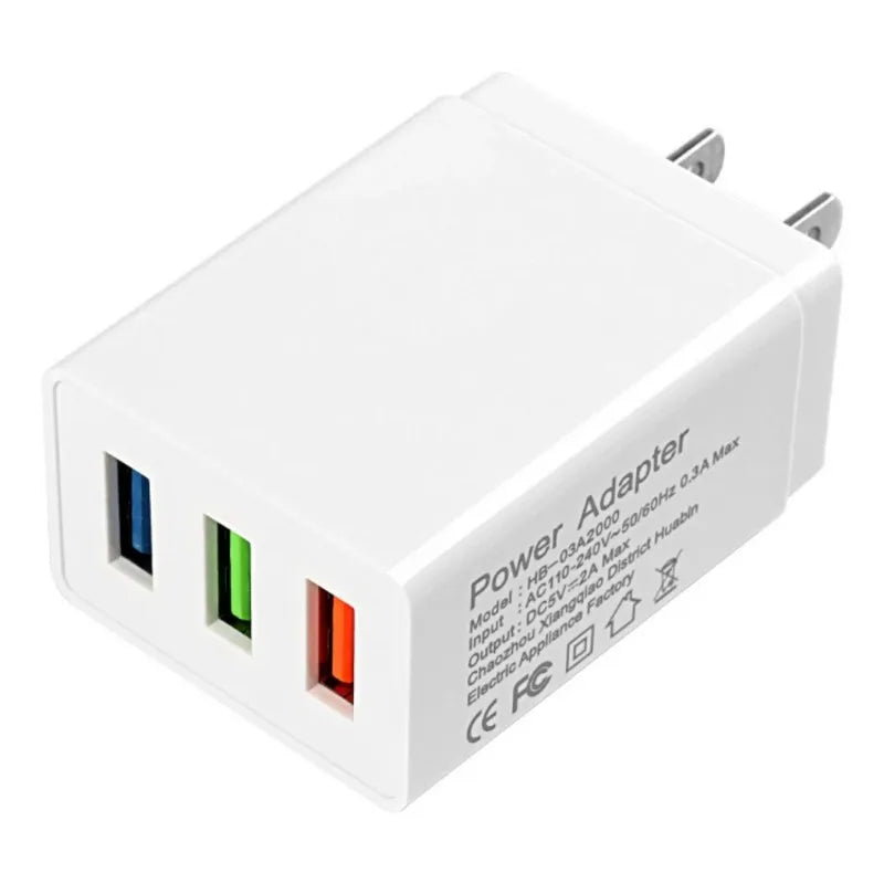 3-Port USB Wall Charger 5V 2A – EU AU UK Plug Power Adapter USB Wall Charger Babs