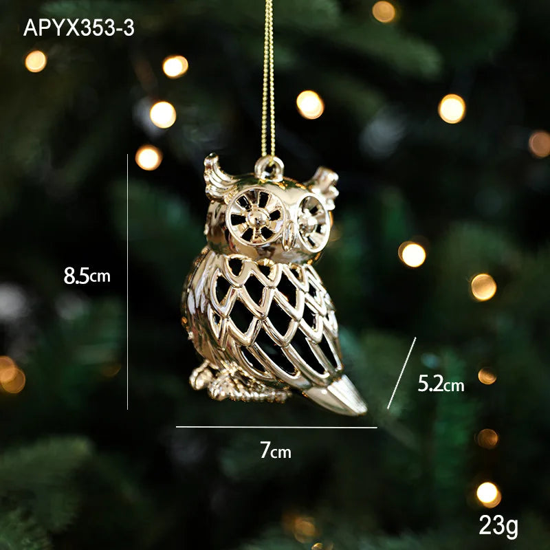 Christmas Gold Ornaments – Elk Angel Snowflake Xmas Tree Pendants Christmas Tree Ornaments Babs I