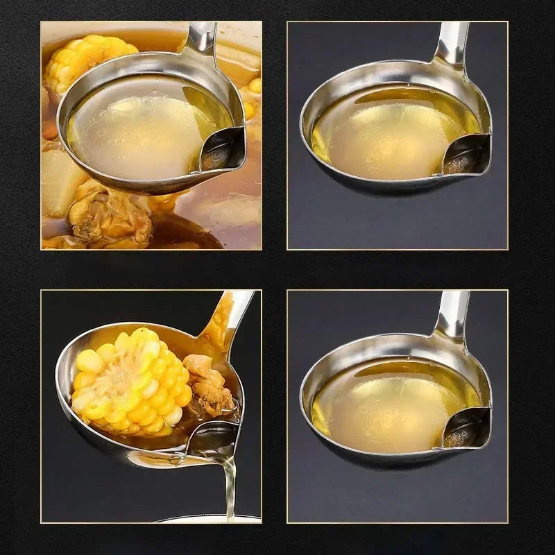 Stainless Steel Oil Skimmer Ladle & Soup Separator Spoon Oil Skimmer Ladle Babs
