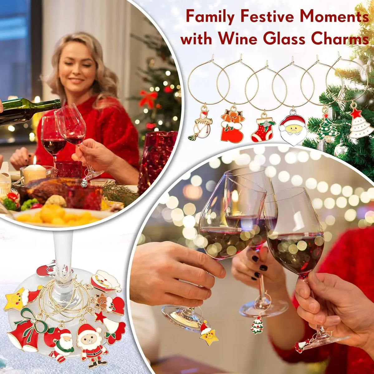 Christmas Wine Glass Charms – Holiday Drink Markers & Gifts Wine Glass Charms Babs