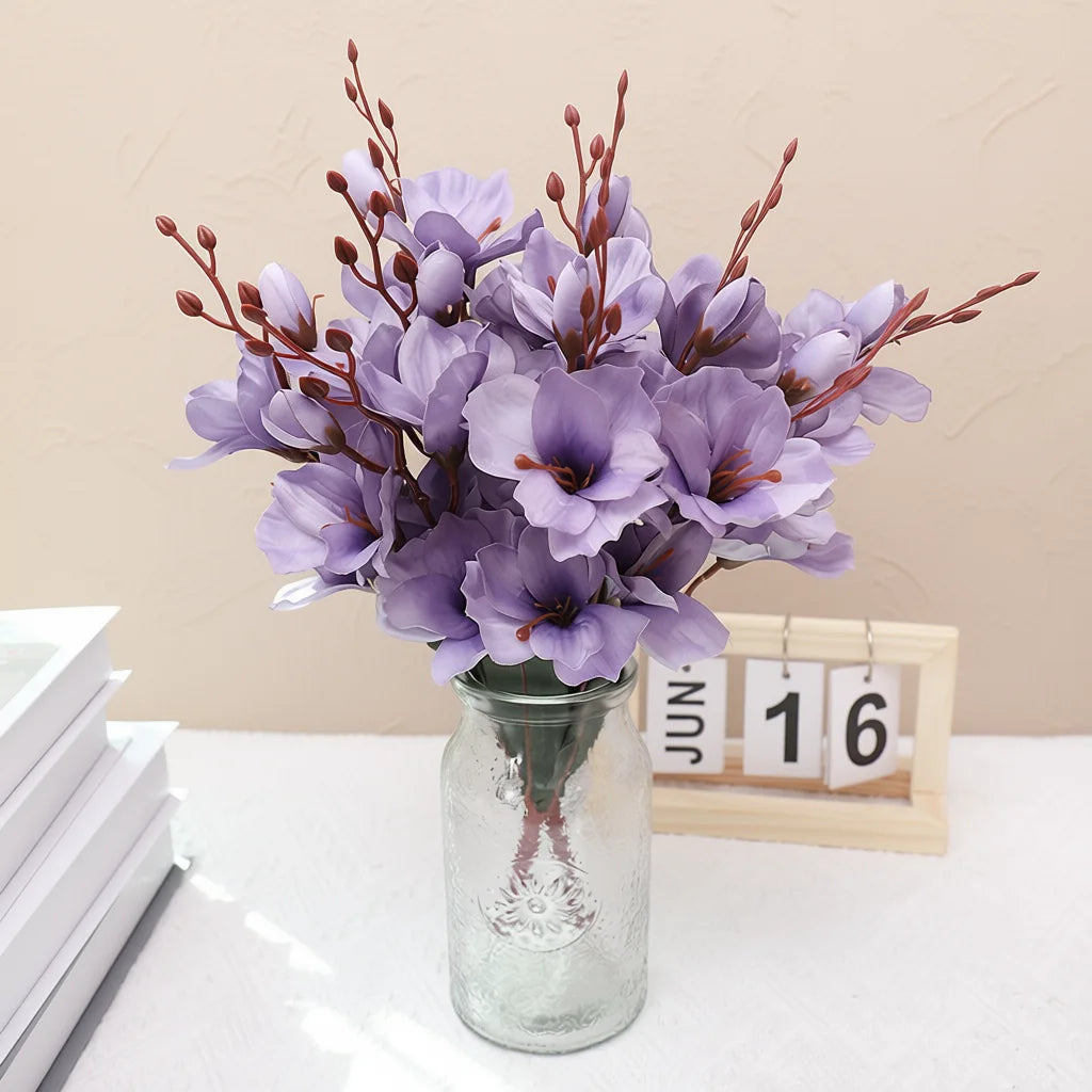 Artificial Magnolia Bouquet – 20 Heads Silk Flowers for Home Artificial Flower Bouquet Babs