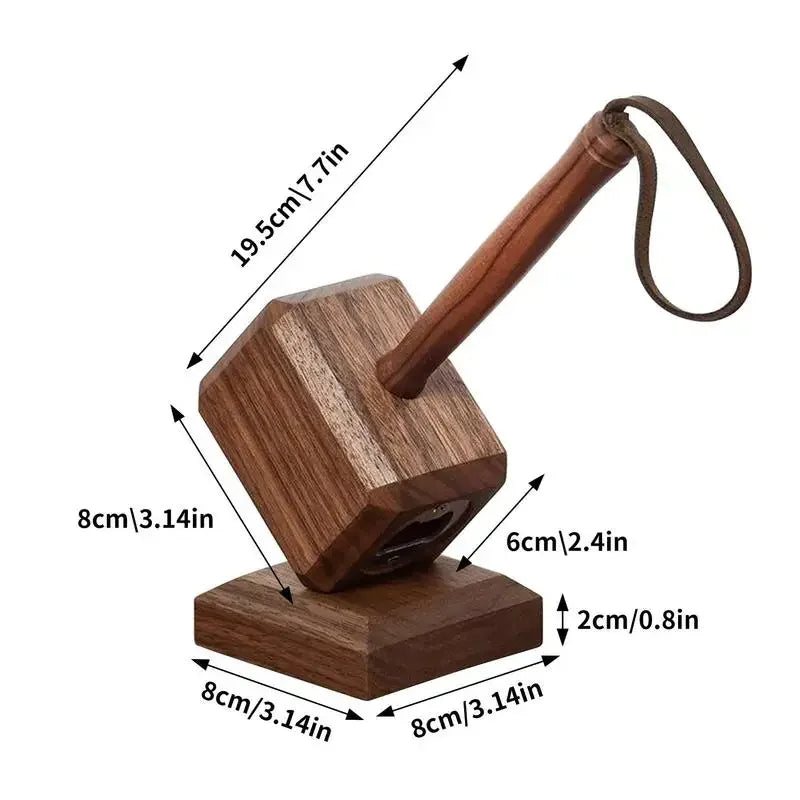 Wooden Hammer Bottle Opener with Magnetic Base | Fun Bar Gift Novelty Bottle Opener Babs