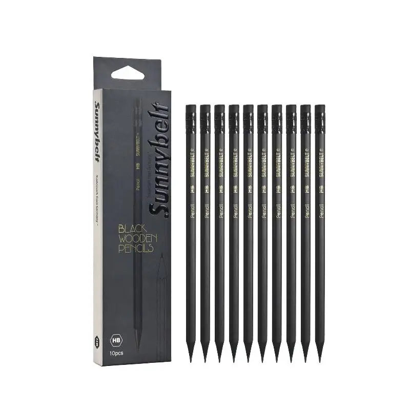 10-Pack Black HB Wooden Pencils | Hexagonal Exam Writing Set Wooden Pencil Set Babs