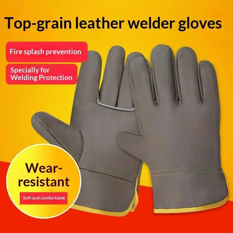 HUXUAN Leather Welding Work Gloves – Spark & Abrasion Resistant Leather Work Gloves Babs