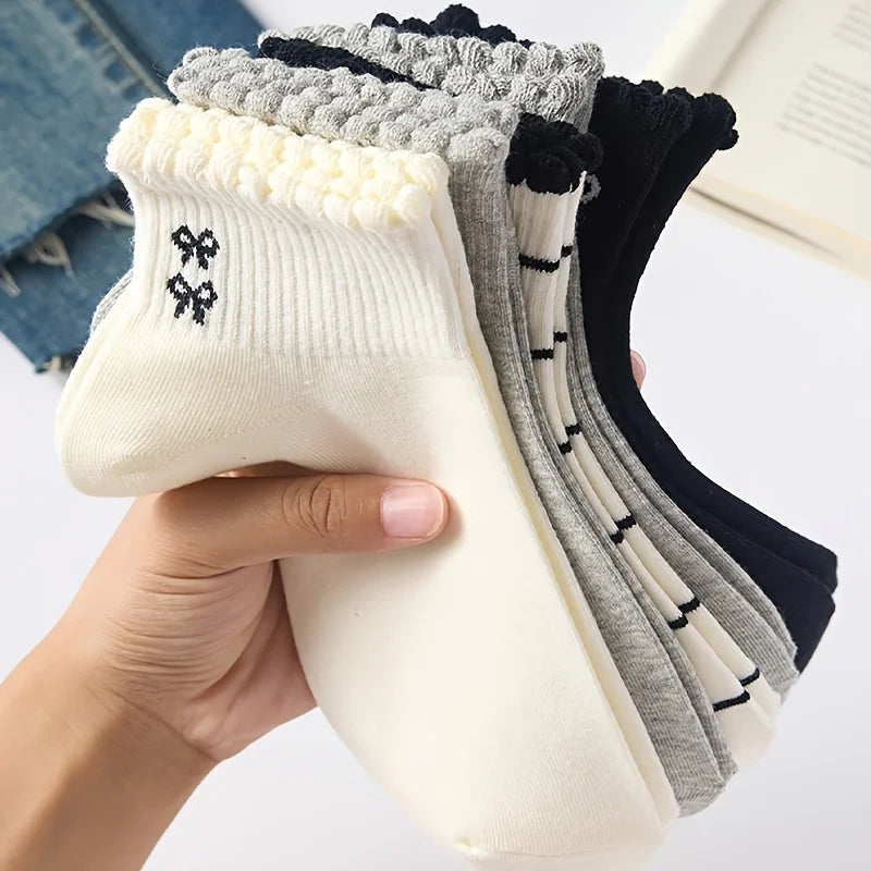 5 Pairs Women's Cute Invisible Low-Cut Socks – Stripe & Dot Women's Casual Socks Babs