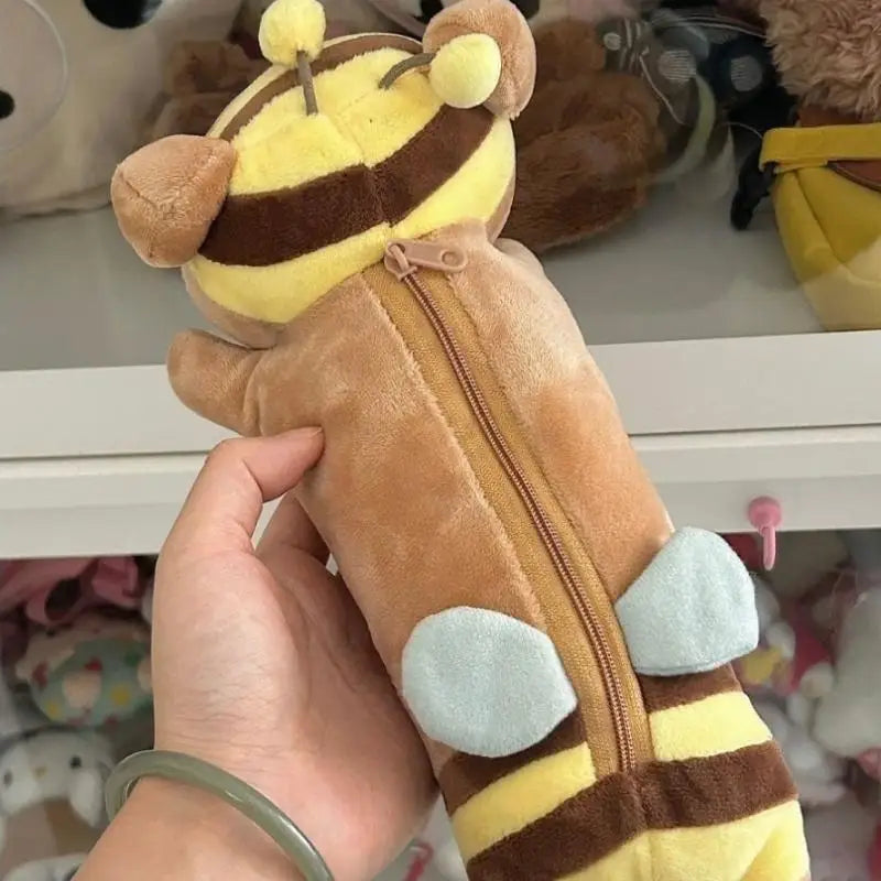 Bee Bear Plush Pencil Pouch – Cute Doll Stationery Pen Bag Plush Pencil Case Babs