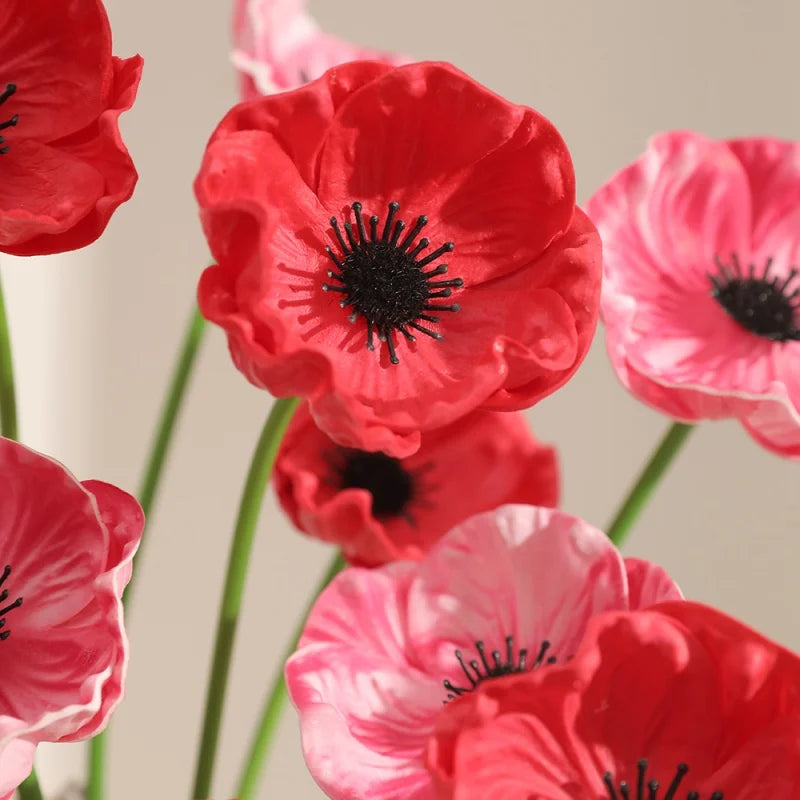 3-Pack Silk Artificial Rose & Poppy Flower Heads for Wedding Decor Artificial Flower Heads Babs