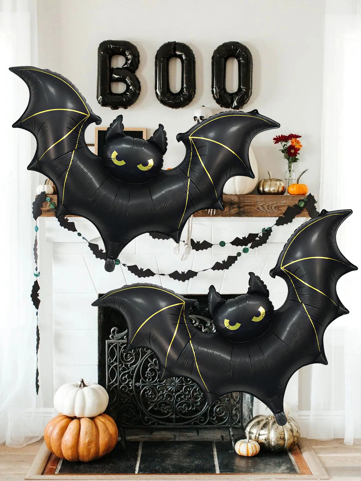 Giant Halloween Black Bat Foil Balloons 2pcs – Party Décor Halloween Balloon Decoration Babs